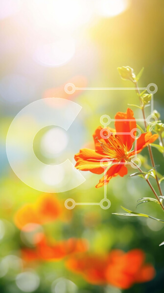 Σετ των 2 Intra Συλλεκτικό Ξύλινο Παζλ Plywood  4mm - Ζωντανό πορτοκαλί λουλούδι σε ένα πράσινο χωράφι Σε Ξύλινο Κουτί - Διαστάσεις: 10x10 cm – 25 κομμάτια