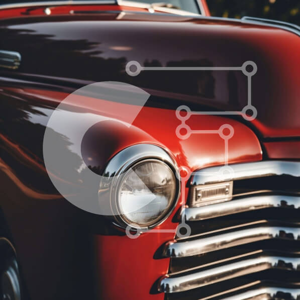 Intra Συλλεκτικό Ξύλινο Παζλ Plywood  4mm - Vintage Red Truck Front End στο χώρο στάθμευσης Σε Ξύλινο Κουτί - Διαστάσεις Puzzle: 10x10 cm – 25 κομμάτια