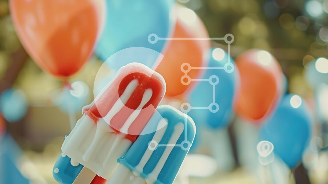 Intra Συλλεκτικό Ξύλινο Παζλ Plywood  4mm - Εορτασμός της Ημέρας της Ανεξαρτησίας με παγωτά και μπαλόνια Σε Ξύλινο Κουτί - Διαστάσεις: 10x10 cm – 25 κομμάτια