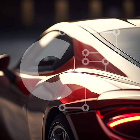 Intra Συλλεκτικό Ξύλινο Παζλ Plywood  4mm - Κόκκινο σπορ αυτοκίνητο με φωτισμένα πίσω φώτα Σε Ξύλινο Κουτί - Διαστάσεις Puzzle: 10x10 cm – 25 κομμάτια