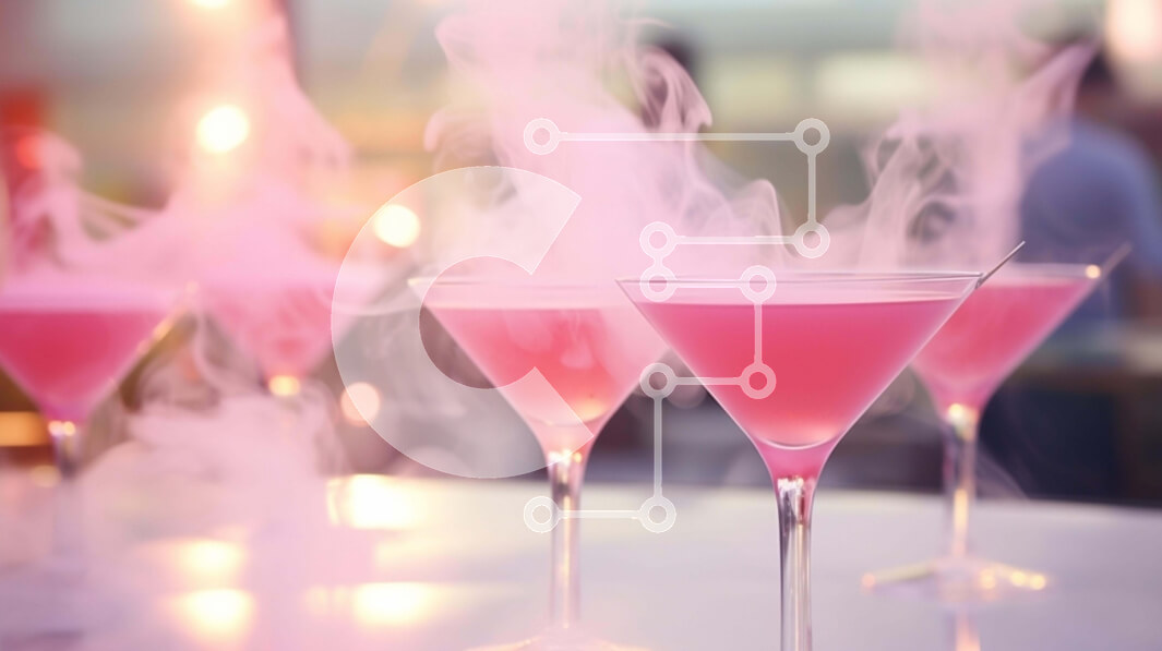 Σετ των 2 Intra Συλλεκτικό Ξύλινο Παζλ Plywood  4mm - Ροζ Ποτήρια Martini με Καπνό Σε Ξύλινο Κουτί - Διαστάσεις: 10x10 cm – 25 κομμάτια