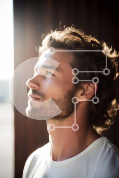 Intra Συλλεκτικό Ξύλινο Παζλ Plywood  4mm - Άνδρας με μακριά σγουρά μαλλιά που στέκεται μπροστά από την ανοιχτή πόρτα Σε Ξύλινο Κουτί - Διαστάσεις Puzzle: 10x10 cm – 25 κομμάτια