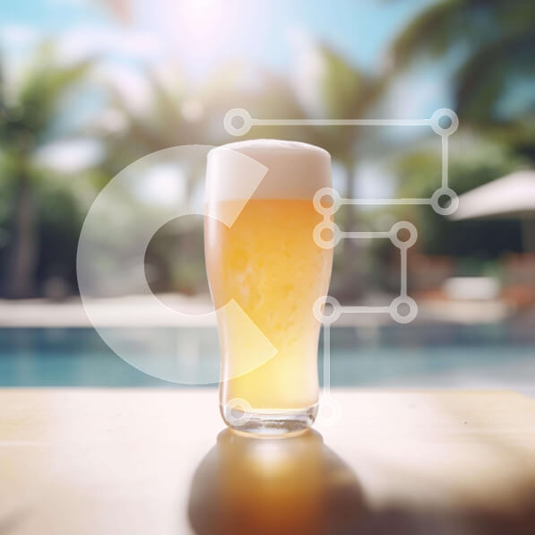 Σετ των 2 Intra Συλλεκτικό Ξύλινο Παζλ Plywood  4mm - Ποτήρι μπύρα δίπλα στην πισίνα με φοίνικες Σε Ξύλινο Κουτί - Διαστάσεις: 10x10 cm – 25 κομμάτια