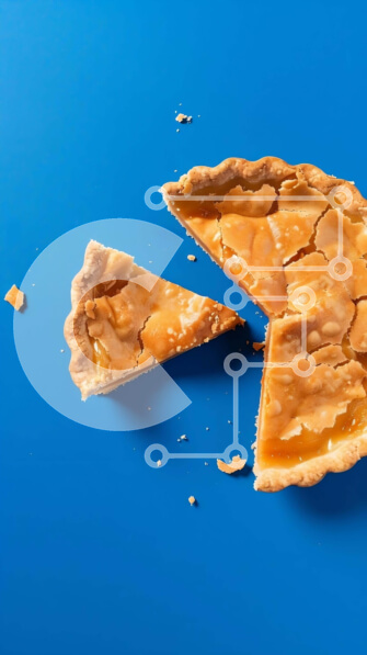 Intra Συλλεκτικό Ξύλινο Παζλ Plywood  4mm - Φρεσκοκομμένη φέτα πίτας σε μπλε φόντο Σε Ξύλινο Κουτί - Διαστάσεις: 10x10 cm – 25 κομμάτια