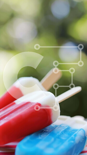 Intra Συλλεκτικό Ξύλινο Παζλ Plywood  4mm - Φωτεινά και πολύχρωμα Κόκκινα, Λευκά και Μπλε Popsicles Σε Ξύλινο Κουτί - Διαστάσεις: 10x10 cm – 25 κομμάτια