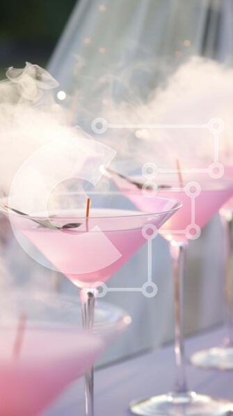 Intra Συλλεκτικό Ξύλινο Παζλ Plywood  4mm - Ροζ ποτήρια Martini σε ένα κομψό κοκτέιλ πάρτι Σε Ξύλινο Κουτί - Διαστάσεις Puzzle: 10x10 cm – 25 κομμάτια