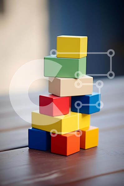 Intra Συλλεκτικό Ξύλινο Παζλ Plywood  4mm - Πολύχρωμη στοίβα από ξύλινα μπλοκ Σε Ξύλινο Κουτί - Διαστάσεις: 10x10 cm – 25 κομμάτια