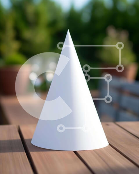 Intra Συλλεκτικό Ξύλινο Παζλ Plywood  4mm - Λευκό αντικείμενο σε σχήμα κώνου σε ξύλινο τραπέζι εξωτερικού χώρου Σε Ξύλινο Κουτί - Διαστάσεις: 10x10 cm – 25 κομμάτια