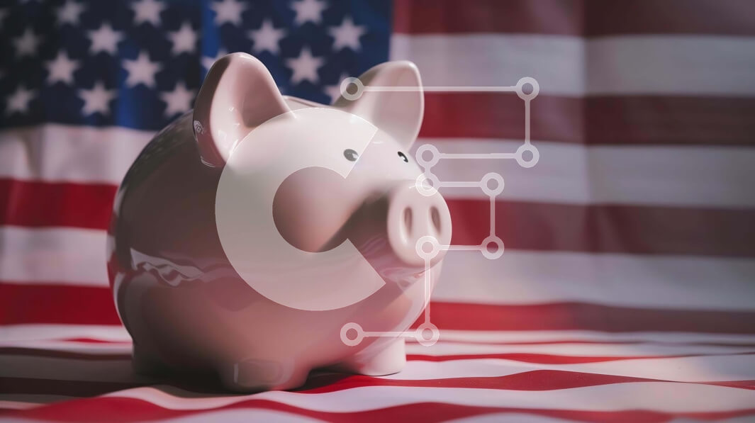 Intra Συλλεκτικό Ξύλινο Παζλ Plywood  4mm - Λευκός κουμπαράς με αμερικανική σημαία Σε Ξύλινο Κουτί - Διαστάσεις Puzzle: 10x10 cm – 25 κομμάτια