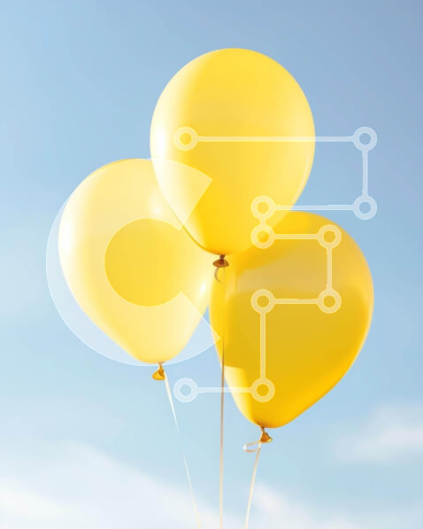 Intra Συλλεκτικό Ξύλινο Παζλ Plywood  4mm - Κίτρινα μπαλόνια που επιπλέουν στον αέρα Σε Ξύλινο Κουτί - Διαστάσεις Puzzle: 10x10 cm – 25 κομμάτια