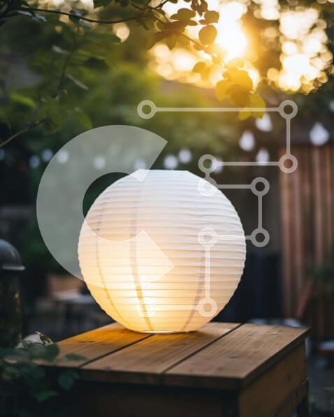 Intra Συλλεκτικό Ξύλινο Παζλ Plywood  4mm - Φανάρι από λευκό χαρτί σε ξύλινο τραπέζι εξωτερικού χώρου Σε Ξύλινο Κουτί - Διαστάσεις: 10x10 cm – 25 κομμάτια