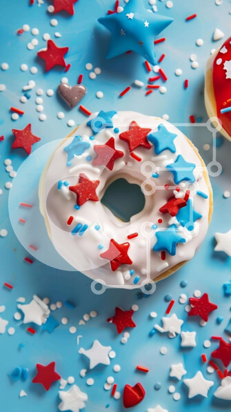 Intra Συλλεκτικό Ξύλινο Παζλ Plywood  4mm - Πατριωτικά ντόνατς με κόκκινο, λευκό και μπλε πάγωμα Σε Ξύλινο Κουτί - Διαστάσεις: 10x10 cm – 25 κομμάτια