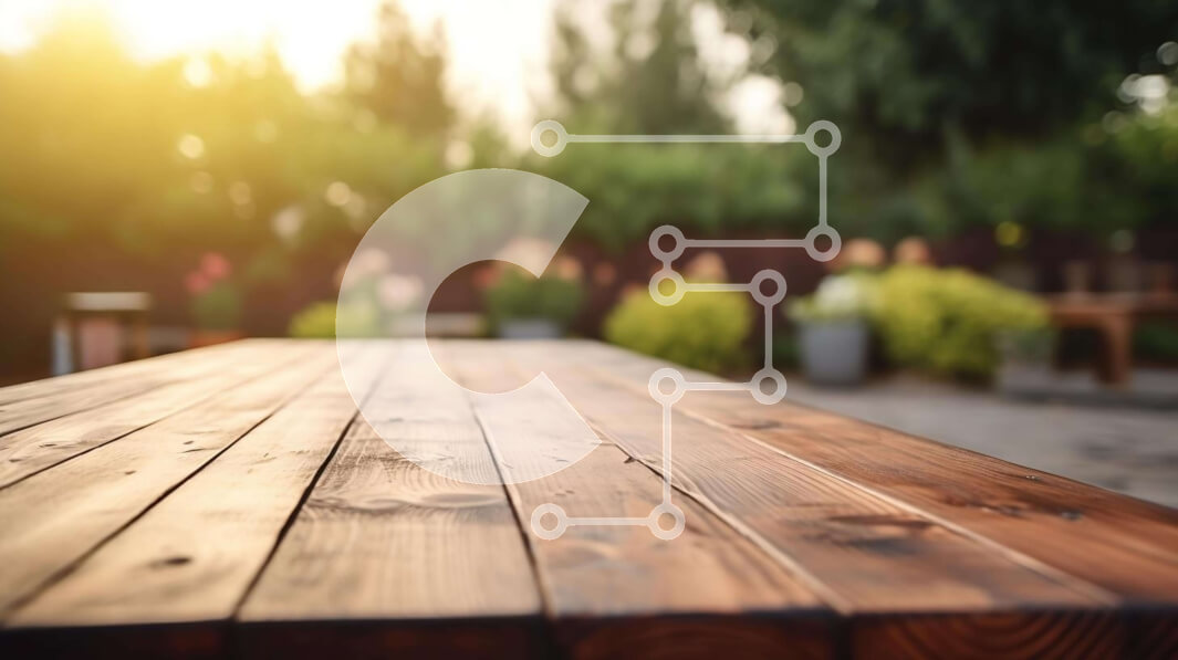 Intra Συλλεκτικό Ξύλινο Παζλ Plywood  4mm - Ξύλινο Τραπέζι σε Εξωτερικό σκηνικό με ηλιοβασίλεμα Σε Ξύλινο Κουτί - Διαστάσεις: 10x10 cm – 25 κομμάτια