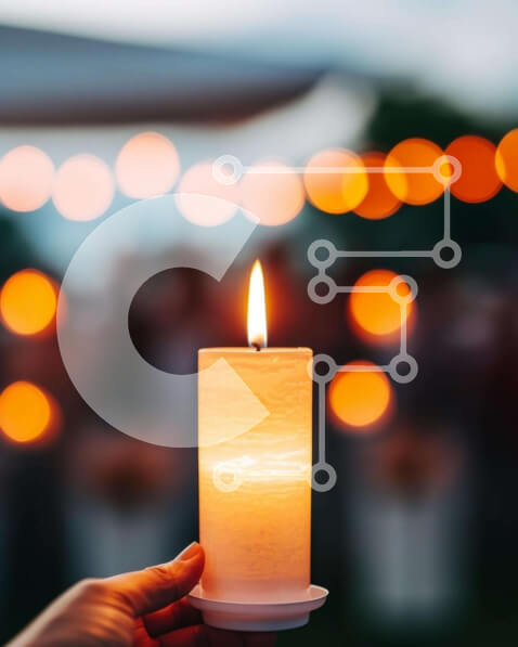 Intra Συλλεκτικό Ξύλινο Παζλ Plywood  4mm - Άτομο που κρατά φωτισμένο κερί σε εξωτερικούς χώρους Σε Ξύλινο Κουτί - Διαστάσεις Puzzle: 10x10 cm – 25 κομμάτια