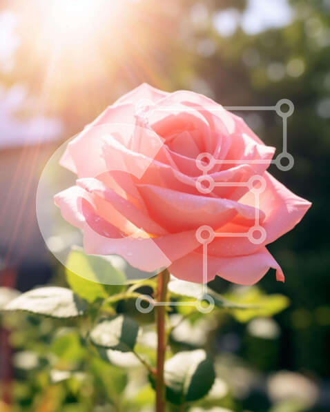 Σετ των 2 Intra Συλλεκτικό Ξύλινο Παζλ Plywood  4mm - Ροζ τριαντάφυλλο που ανθίζει στον κήπο Σε Ξύλινο Κουτί - Διαστάσεις: 10x10 cm – 25 κομμάτια