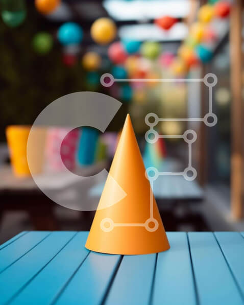 Intra Συλλεκτικό Ξύλινο Παζλ Plywood  4mm - Πορτοκαλί κωνικό καπέλο για πάρτι και πολύχρωμα μπαλόνια Σε Ξύλινο Κουτί - Διαστάσεις: 10x10 cm – 25 κομμάτια