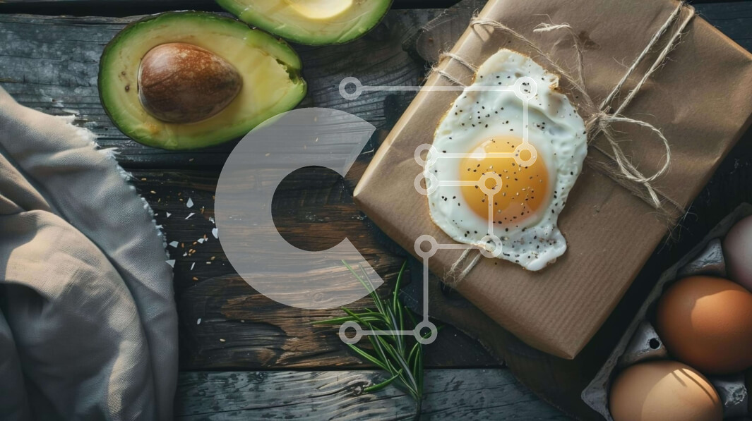 Σετ των 2 Intra Συλλεκτικό Ξύλινο Παζλ Plywood  4mm - Ρουστίκ σύνθεση φαγητού με αυγά, αβοκάντο, βότανα και ψωμί Σε Ξύλινο Κουτί - Διαστάσεις: 10x10 cm – 25 κομμάτια