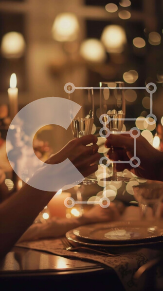 Intra Συλλεκτικό Ξύλινο Παζλ Plywood  4mm - Ζευγάρι που φρυγανίζει με ποτήρια κρασιού Σε Ξύλινο Κουτί - Διαστάσεις Puzzle: 10x10 cm – 25 κομμάτια