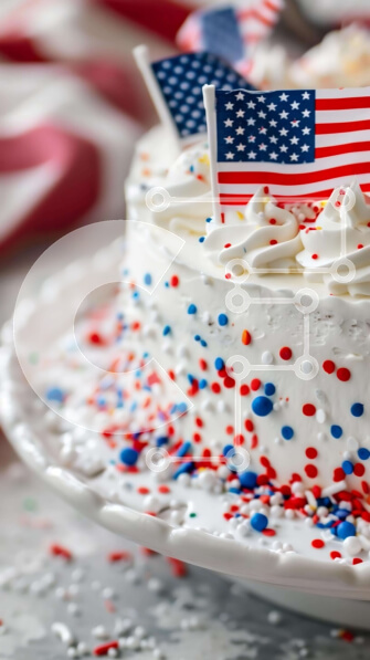 Intra Συλλεκτικό Ξύλινο Παζλ Plywood  4mm - Τούρτα ημέρας της ανεξαρτησίας με πατριωτικά στολίδια Σε Ξύλινο Κουτί - Διαστάσεις: 10x10 cm – 25 κομμάτια