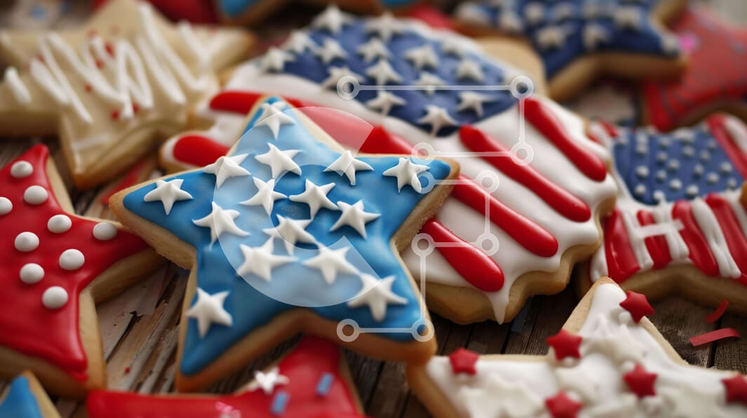 Σετ των 2 Intra Συλλεκτικό Ξύλινο Παζλ Plywood  4mm - Πατριωτικά διακοσμημένα μπισκότα σε ξύλινο τραπέζι Σε Ξύλινο Κουτί - Διαστάσεις: 10x10 cm – 25 κομμάτια