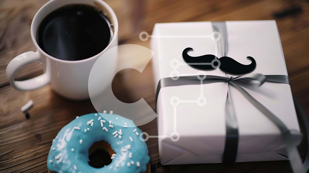 Σετ των 2 Intra Συλλεκτικό Ξύλινο Παζλ Plywood  4mm - Μπλε ντόνατ με μουστάκι, κουτί δώρου και καφέ Σε Ξύλινο Κουτί - Διαστάσεις: 10x10 cm – 25 κομμάτια