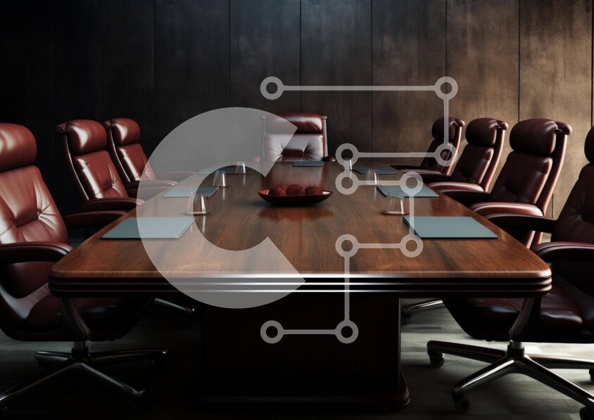 Intra Συλλεκτικό Ξύλινο Παζλ Plywood  4mm - Αίθουσα επαγγελματικών συσκέψεων με καφέ δερμάτινες καρέκλες Σε Ξύλινο Κουτί - Διαστάσεις Puzzle: 10x10 cm – 25 κομμάτια