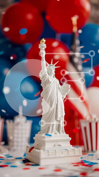 Intra Συλλεκτικό Ξύλινο Παζλ Plywood  4mm - Άγαλμα της Ελευθερίας σε έναν πατριωτικό εορτασμό της 4ης Ιουλίου Σε Ξύλινο Κουτί - Διαστάσεις: 10x10 cm – 25 κομμάτια