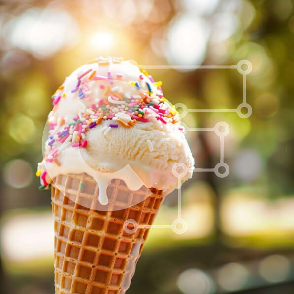 Σετ των 2 Intra Συλλεκτικό Ξύλινο Παζλ Plywood  4mm - Άτομο που κρατά πολύχρωμο χωνάκι βάφλας παγωτού Σε Ξύλινο Κουτί - Διαστάσεις: 10x10 cm – 25 κομμάτια