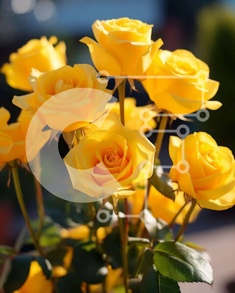 Intra Συλλεκτικό Ξύλινο Παζλ Plywood  4mm - Μπουκέτο με κίτρινα τριαντάφυλλα Σε Ξύλινο Κουτί - Διαστάσεις: 10x10 cm – 25 κομμάτια