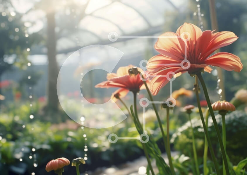 Intra Συλλεκτικό Ξύλινο Παζλ Plywood  4mm - Ροζ λουλούδια σε κλειστό χώρο με σταγόνες βροχής Σε Ξύλινο Κουτί - Διαστάσεις: 10x10 cm – 25 κομμάτια