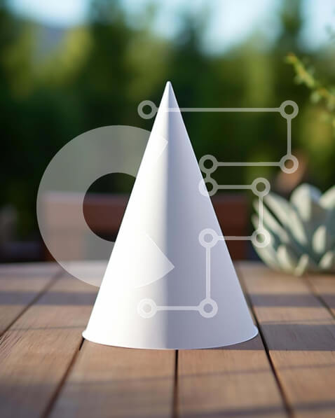 Intra Συλλεκτικό Ξύλινο Παζλ Plywood  4mm - Λευκό αντικείμενο σε σχήμα κώνου σε ξύλινο τραπέζι Σε Ξύλινο Κουτί - Διαστάσεις: 10x10 cm – 25 κομμάτια