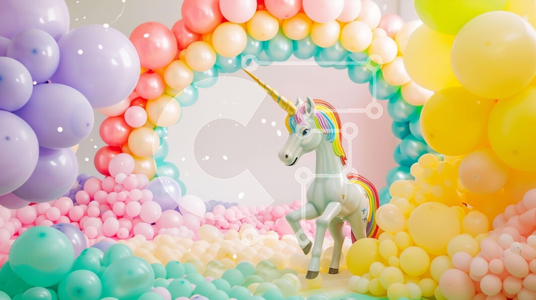 Intra Συλλεκτικό Ξύλινο Παζλ Plywood  4mm - Μονόκερος με πολύχρωμα μπαλόνια Σε Ξύλινο Κουτί - Διαστάσεις Puzzle: 10x10 cm – 25 κομμάτια