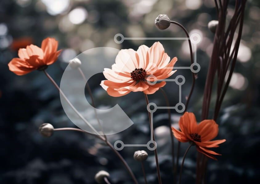 Intra Συλλεκτικό Ξύλινο Παζλ Plywood  4mm - Πορτοκαλί λουλούδια σε βάζο Σε Ξύλινο Κουτί - Διαστάσεις: 10x10 cm – 25 κομμάτια