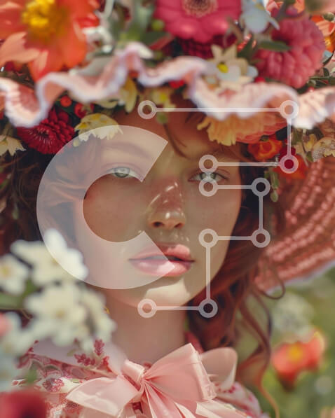 Intra Συλλεκτικό Ξύλινο Παζλ Plywood  4mm - Νεαρή γυναίκα με περίτεχνο floral καπέλο Σε Ξύλινο Κουτί - Διαστάσεις Puzzle: 10x10 cm – 25 κομμάτια