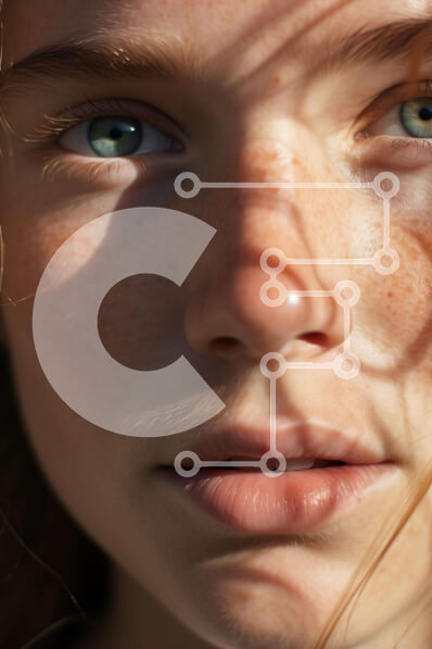 Intra Συλλεκτικό Ξύλινο Παζλ Plywood  4mm - Πορτρέτο μιας νεαρής γυναίκας με φακίδες και μπλε μάτια Σε Ξύλινο Κουτί - Διαστάσεις Puzzle: 10x10 cm – 25 κομμάτια