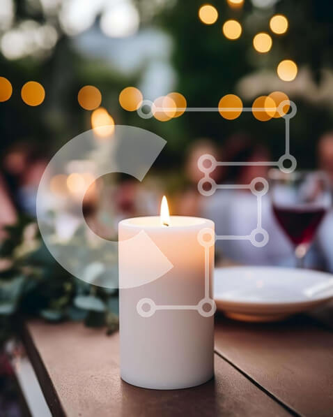 Σετ των 2 Intra Συλλεκτικό Ξύλινο Παζλ Plywood  4mm - Τραπεζαρία εξωτερικού χώρου με τραπέζι υπό το φως των κεριών και ποτήρια κρασιού Σε Ξύλινο Κουτί - Διαστάσεις: 10x10 cm – 25 κομμάτια