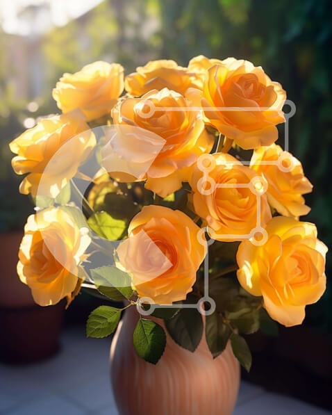 Intra Συλλεκτικό Ξύλινο Παζλ Plywood  4mm - Κίτρινα τριαντάφυλλα σε καφέ βάζο Σε Ξύλινο Κουτί - Διαστάσεις: 10x10 cm – 25 κομμάτια