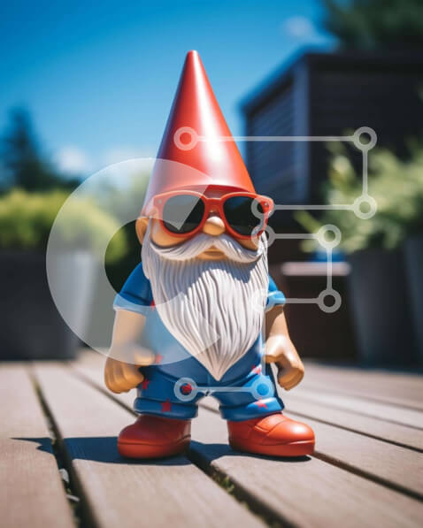 Intra Συλλεκτικό Ξύλινο Παζλ Plywood  4mm - Παιχνίδι Gnome με γυαλιά ηλίου και φυτά σε γλάστρες Σε Ξύλινο Κουτί - Διαστάσεις: 10x10 cm – 25 κομμάτια