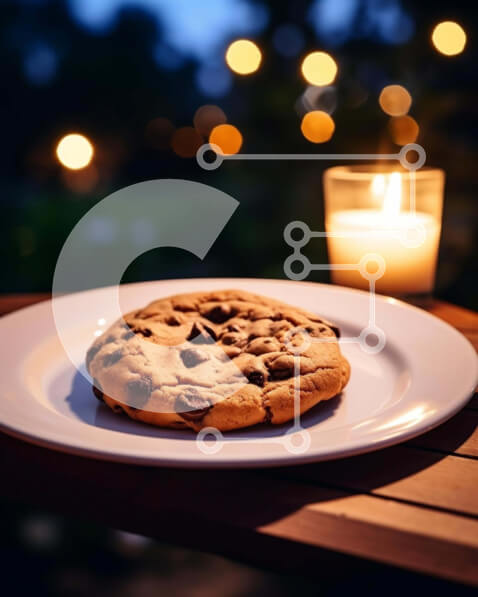 Σετ των 2 Intra Συλλεκτικό Ξύλινο Παζλ Plywood  4mm - Μπισκότο με τσιπ σοκολάτας στο πιάτο με κερί Σε Ξύλινο Κουτί - Διαστάσεις: 10x10 cm – 25 κομμάτια