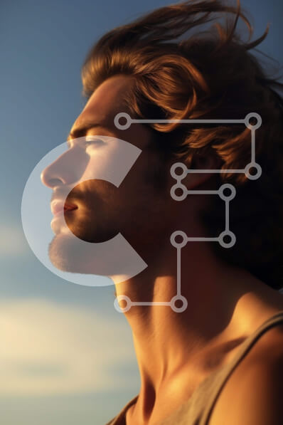 Intra Συλλεκτικό Ξύλινο Παζλ Plywood  4mm - Άνδρας με μακριά μαλλιά που στοχάζεται τον ουρανό Σε Ξύλινο Κουτί - Διαστάσεις Puzzle: 10x10 cm – 25 κομμάτια