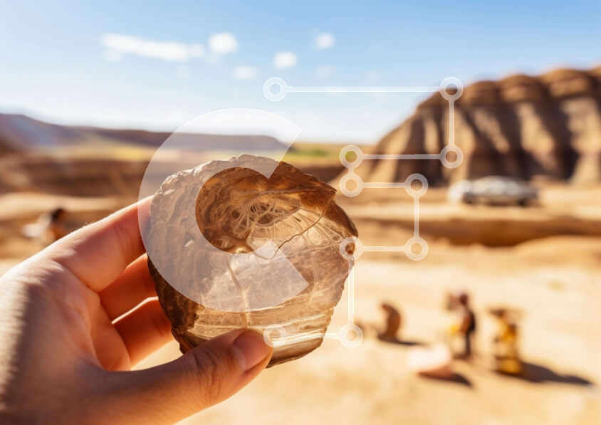 Intra Συλλεκτικό Ξύλινο Παζλ Plywood  4mm - Πρόσωπο που κρατά πέτρα στην έρημο με οχήματα Σε Ξύλινο Κουτί - Διαστάσεις: 10x10 cm – 25 κομμάτια