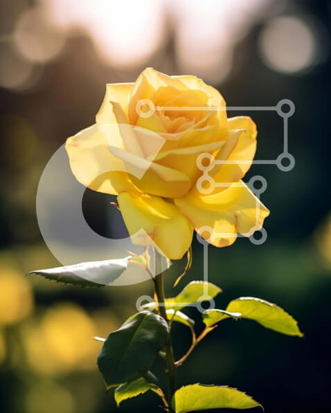 Intra Συλλεκτικό Ξύλινο Παζλ Plywood  4mm - Μονό κίτρινο τριαντάφυλλο σε ανθισμένο χωράφι Σε Ξύλινο Κουτί - Διαστάσεις: 10x10 cm – 25 κομμάτια