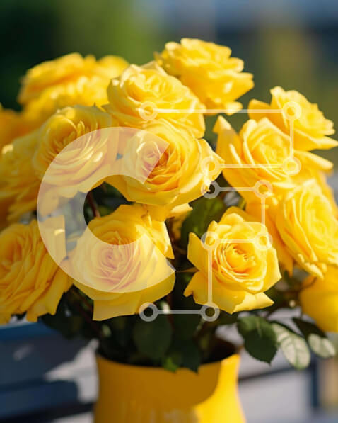 Intra Συλλεκτικό Ξύλινο Παζλ Plywood  4mm - Κίτρινα τριαντάφυλλα σε ένα βάζο Σε Ξύλινο Κουτί - Διαστάσεις: 10x10 cm – 25 κομμάτια