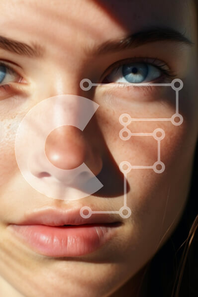 Intra Συλλεκτικό Ξύλινο Παζλ Plywood  4mm - Πορτρέτο μιας νεαρής γυναίκας με μπλε μάτια Σε Ξύλινο Κουτί - Διαστάσεις Puzzle: 10x10 cm – 25 κομμάτια