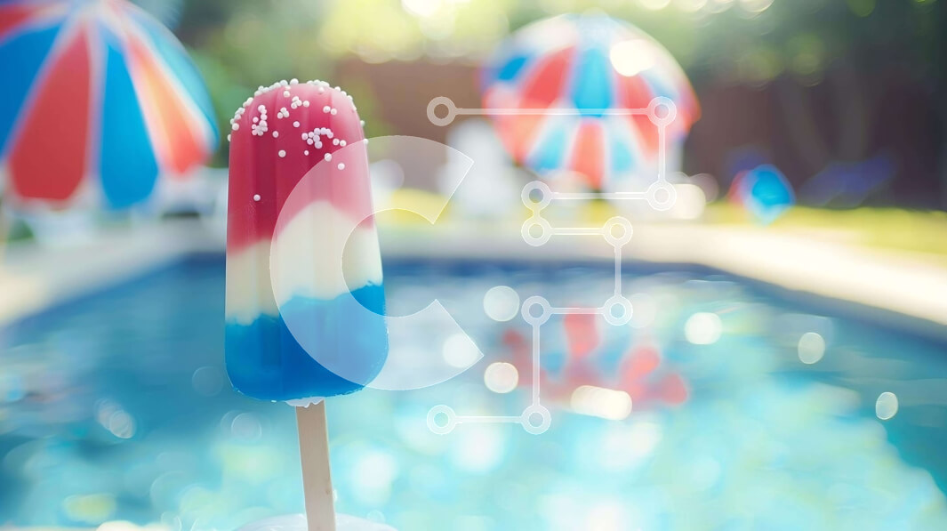 Intra Συλλεκτικό Ξύλινο Παζλ Plywood  4mm - Πολύχρωμο Popsicle δίπλα στην πισίνα με ομπρέλες και ανθρώπους Σε Ξύλινο Κουτί - Διαστάσεις Puzzle: 10x10 cm – 25 κομμάτια