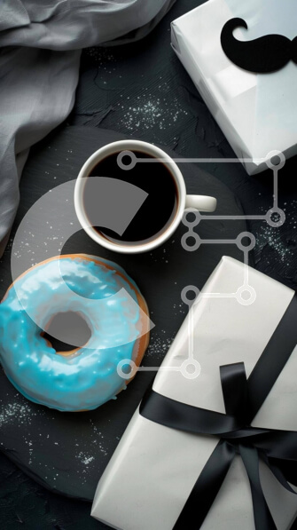 Intra Συλλεκτικό Ξύλινο Παζλ Plywood  4mm - Καφές και ντόνατς με κουτί δώρου Σε Ξύλινο Κουτί - Διαστάσεις: 10x10 cm – 25 κομμάτια