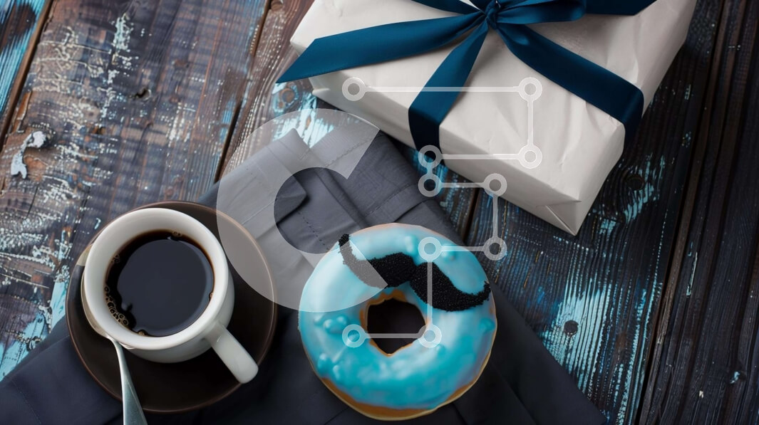 Σετ των 2 Intra Συλλεκτικό Ξύλινο Παζλ Plywood  4mm - Εορταστική σκηνή με μπλε ντόνατ και φλιτζάνια καφέ Σε Ξύλινο Κουτί - Διαστάσεις: 10x10 cm – 25 κομμάτια