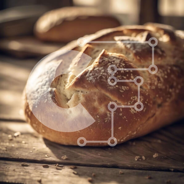 Σετ των 2 Intra Συλλεκτικό Ξύλινο Παζλ Plywood  4mm - Φρεσκοψημένο καρβέλι ψωμί σε ξύλινο τραπέζι Σε Ξύλινο Κουτί - Διαστάσεις: 10x10 cm – 25 κομμάτια