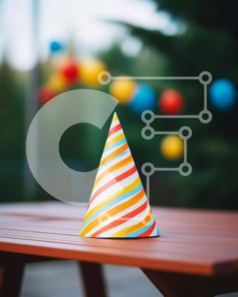 Intra Συλλεκτικό Ξύλινο Παζλ Plywood  4mm - Πολύχρωμο καπέλο και μπαλόνια για πάρτι Σε Ξύλινο Κουτί - Διαστάσεις Puzzle: 10x10 cm – 25 κομμάτια