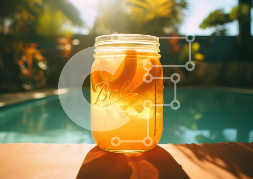 Intra Συλλεκτικό Ξύλινο Παζλ Plywood  4mm - Δροσιστικό ποτό πορτοκαλιού δίπλα στην πισίνα Σε Ξύλινο Κουτί - Διαστάσεις: 10x10 cm – 25 κομμάτια